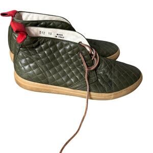 Del Toro Mens Green Quilted Leather Sneaker Shoes size 13 chukka